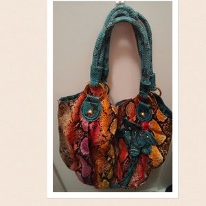 Faux snakeskin handbag